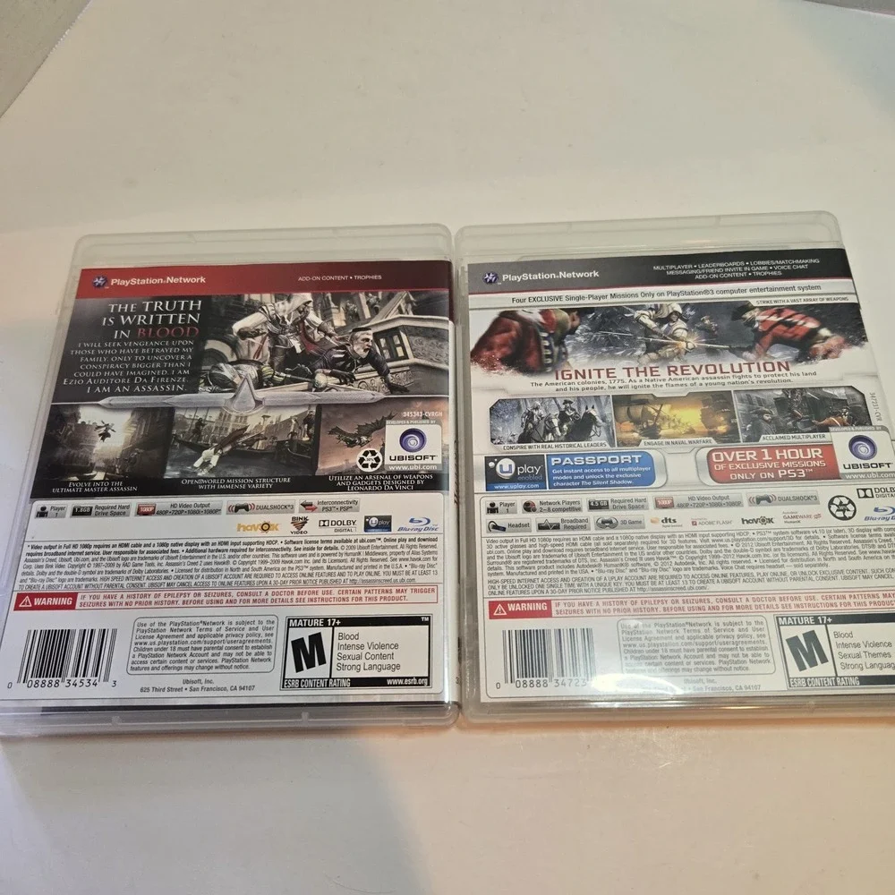 2 games ASSASSINS CREED II & III Sony‎ PlayStation 3, 2008) COMPLETE PS3